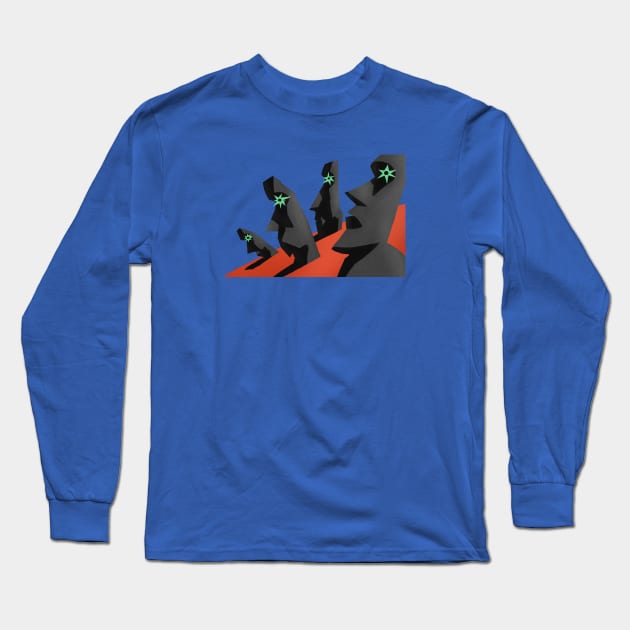 stoned Easter island heads Long Sleeve T-Shirt by croquis design